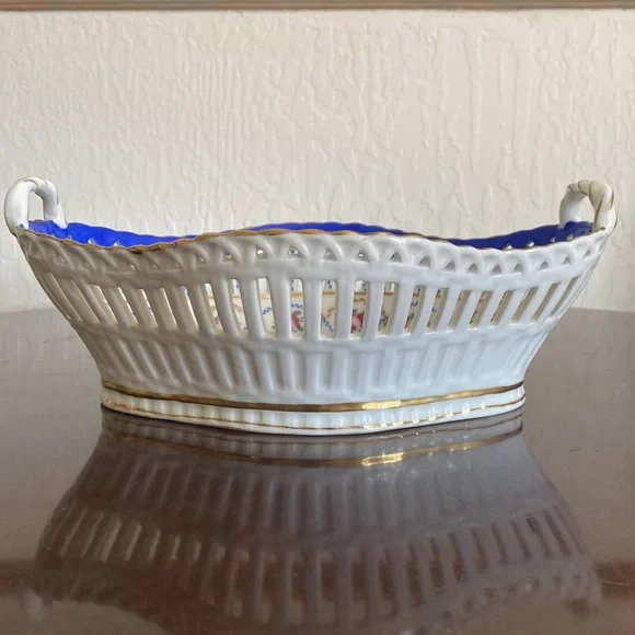 Hand Painted Porcelain Decorative Basket - Picture 8 of 11